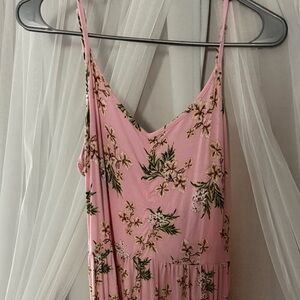 Pink Floral Spaghetti Strap Maxi Dress